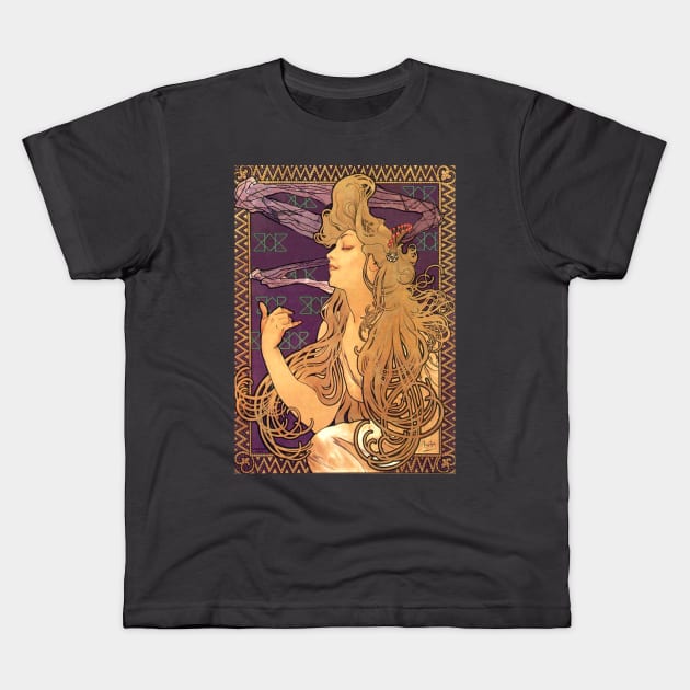 Job by Alphonse Mucha Kids T-Shirt by Artimaeus